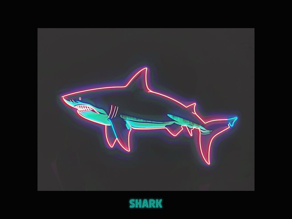 Neon Sign Inspired Shark 5 Poster