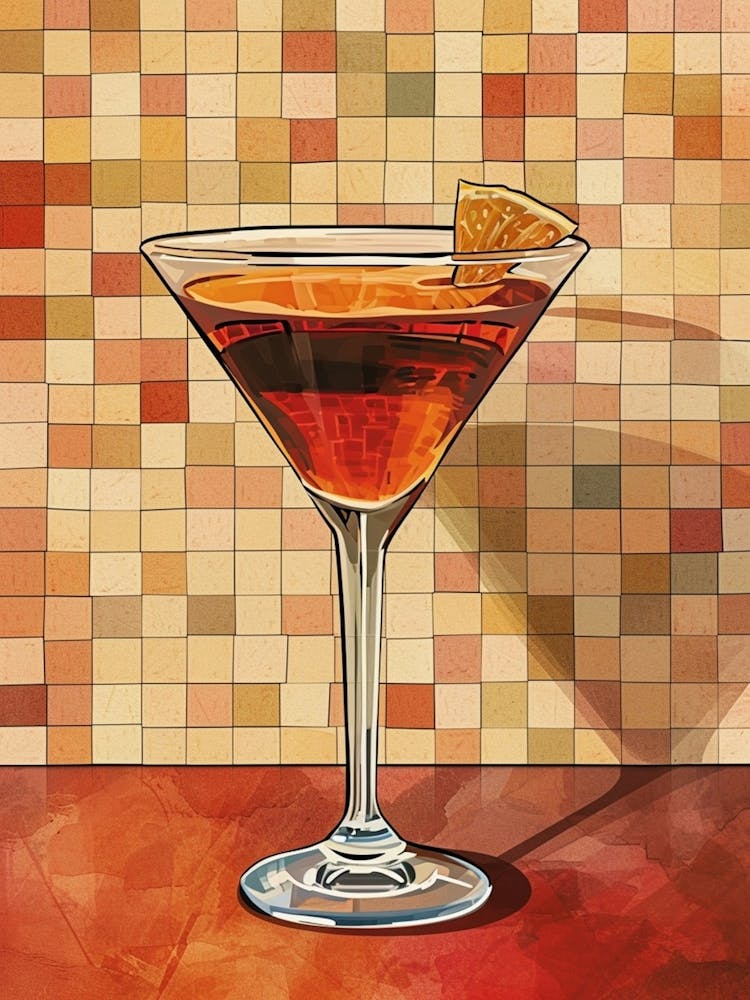 Cocktail In A Martini Glass On A Tiled Background 2