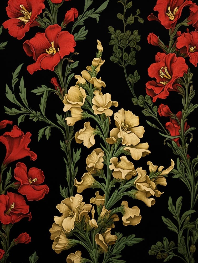 Snapdragon 1 William Morris Style Winter Florals
