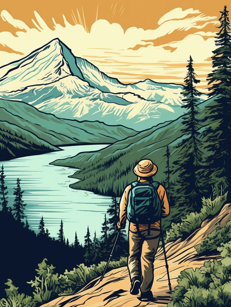 Chilkoot Trail Canada 2 Vintage Travel Illustration