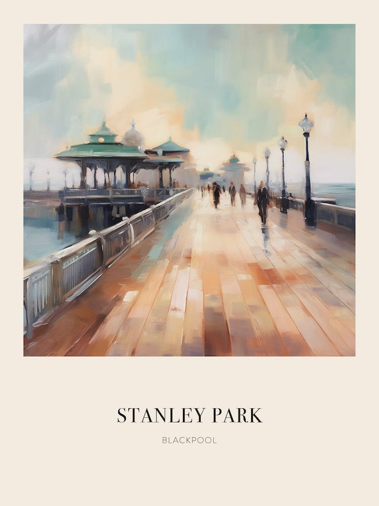 Stanley Park Blackpool United Kingdom Vintage Cezanne Inspired Poster