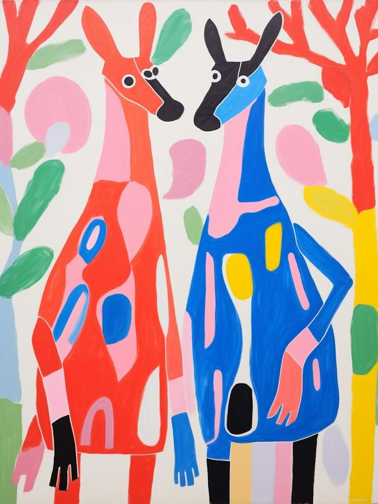 Colourful Kids Animal Art Kangaroos