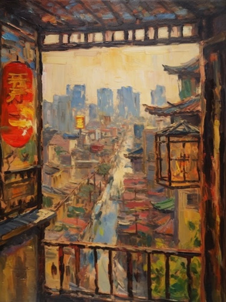 Window View Of Tokyo In The Style Of Impressionism 1