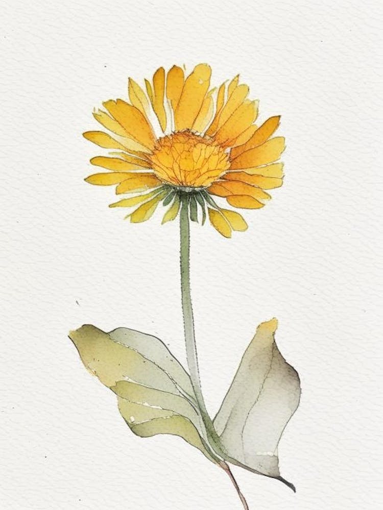 Calendula Leaf Minimalist Watercolour 2