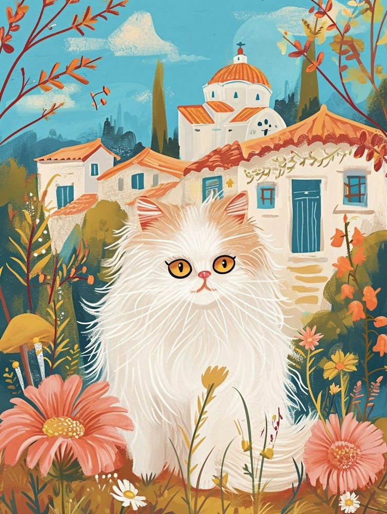 Persian Cat Storybook Illustration 4