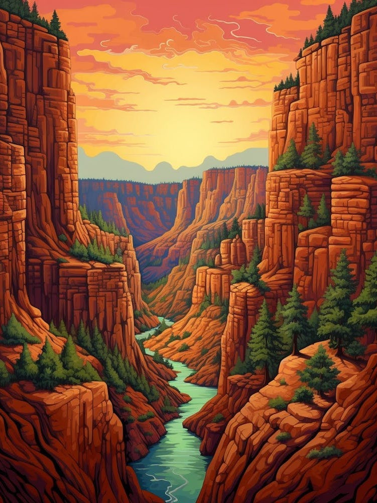Canyon Landscape Pixel Art 4