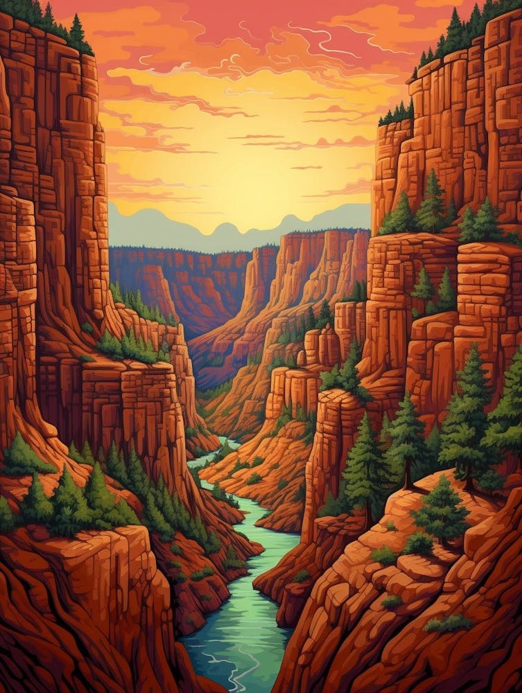 Canyon Landscape Pixel Art 4