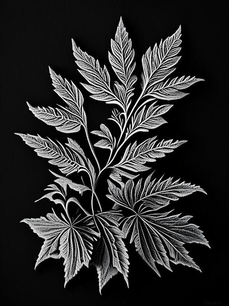 Calamint Leaf Linocut 2