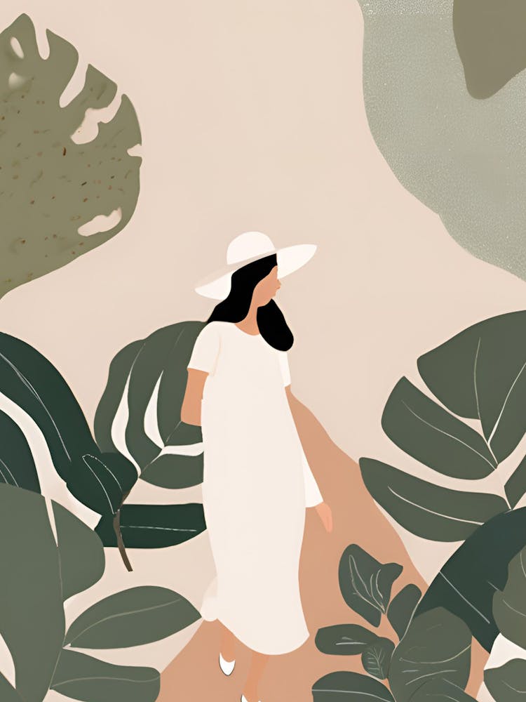 Woman Walking In The Jungle