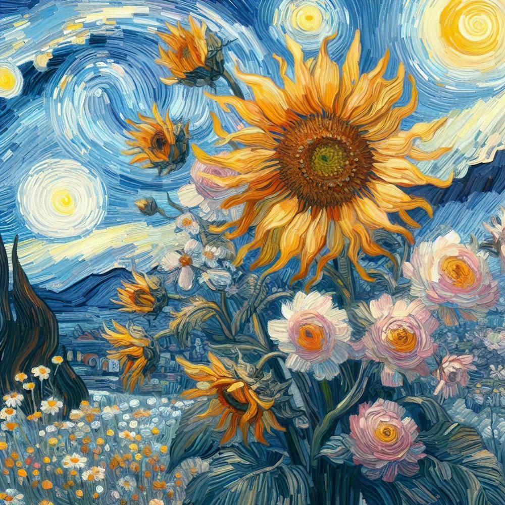 Sunflowers At Night 1