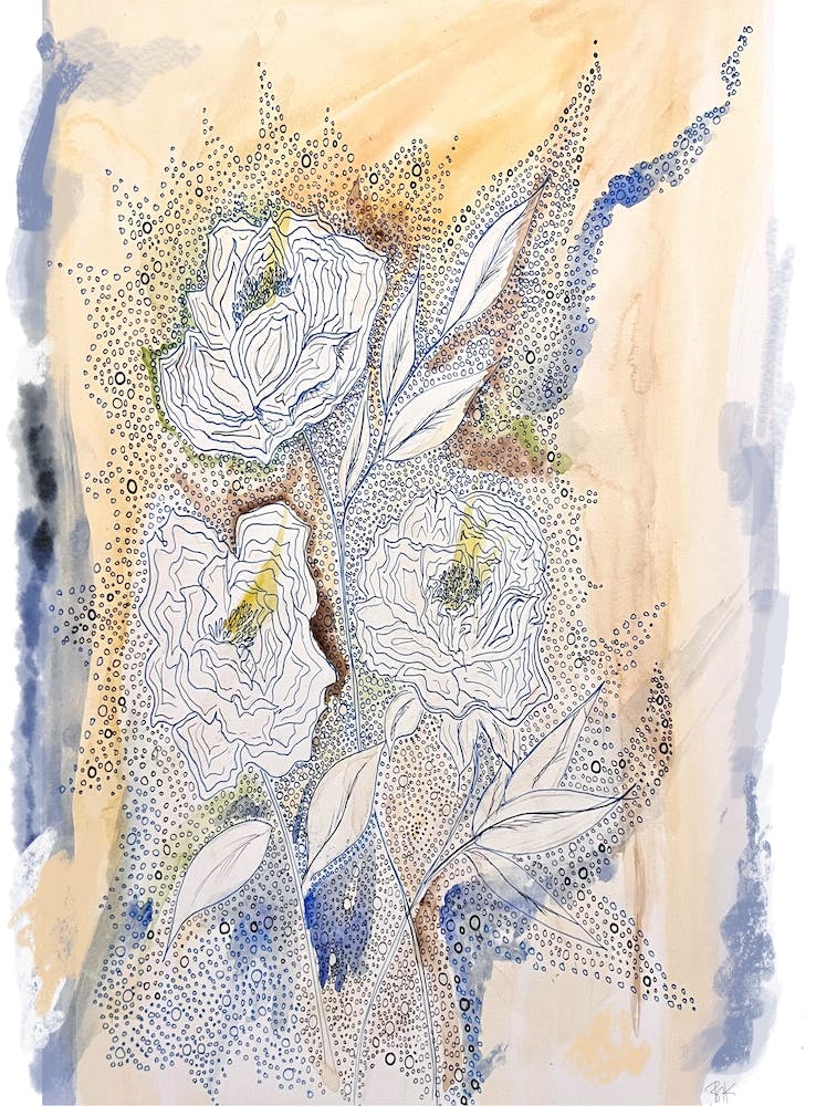 Blue P S (Peonies)