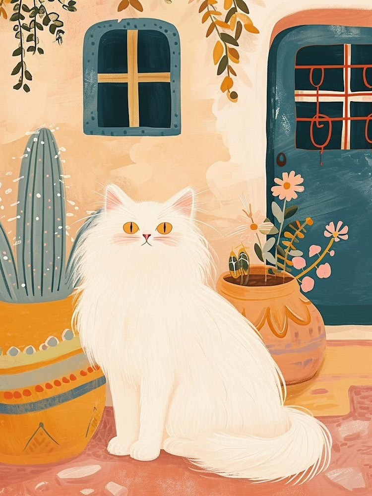 Turkish Angora Storybook Illustration 2