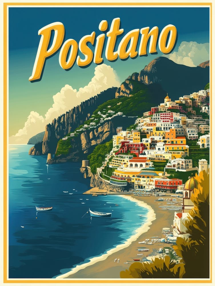 Aihrgdesign Ein Retro-Reiseposter für Positano 3