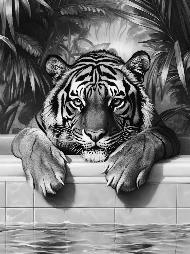 Tiger In The Pool 1