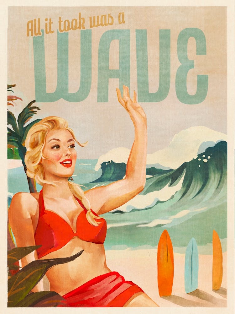 All It Took Was A Wave Vintage Surfer Girl