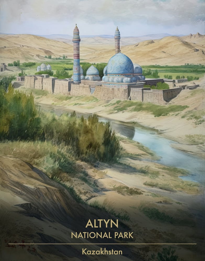 Altyn National Park Kazakhstan Watercolour 4