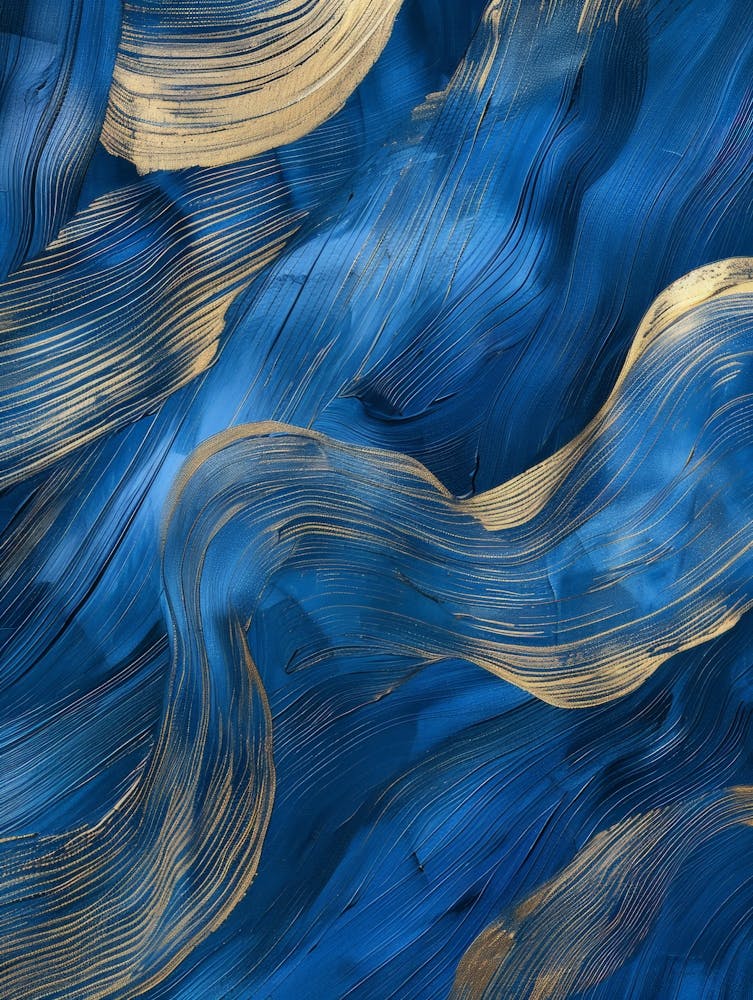 Blue And Gold Abstract Painting 10