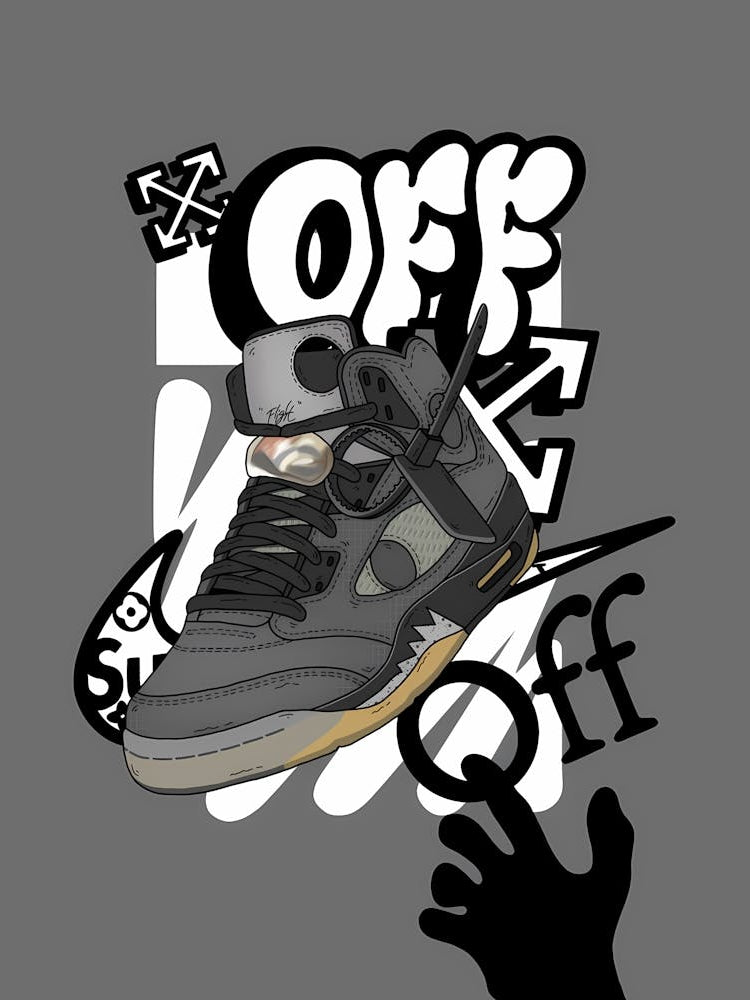 Off-White Jordan 5 Poster - Virgil Abloh Sneaker Art
