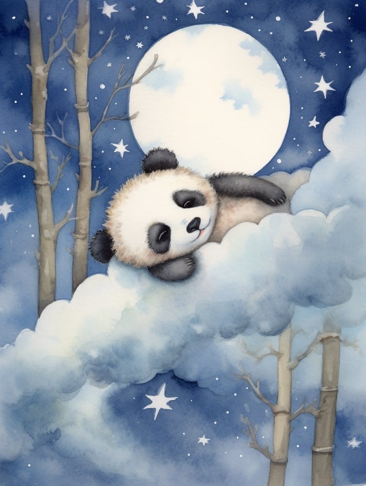 Baby Panda Cub 2 Sleeping In The Clouds