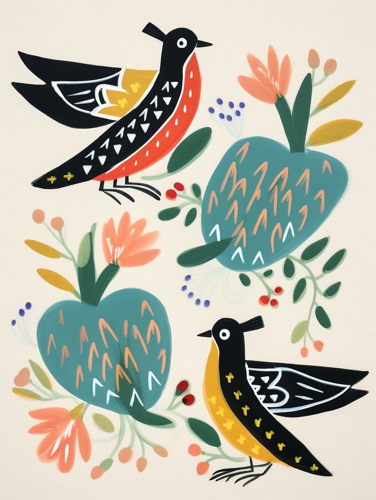 Folk Style Bird Painting Dunlin 2