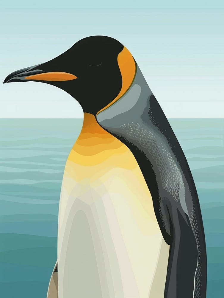 Emperor Penguin Bleaker Island Minimalist Illustration Illustration 2