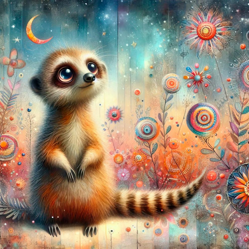 Mixed Media Painting Of A Whimsical Suricatta 1