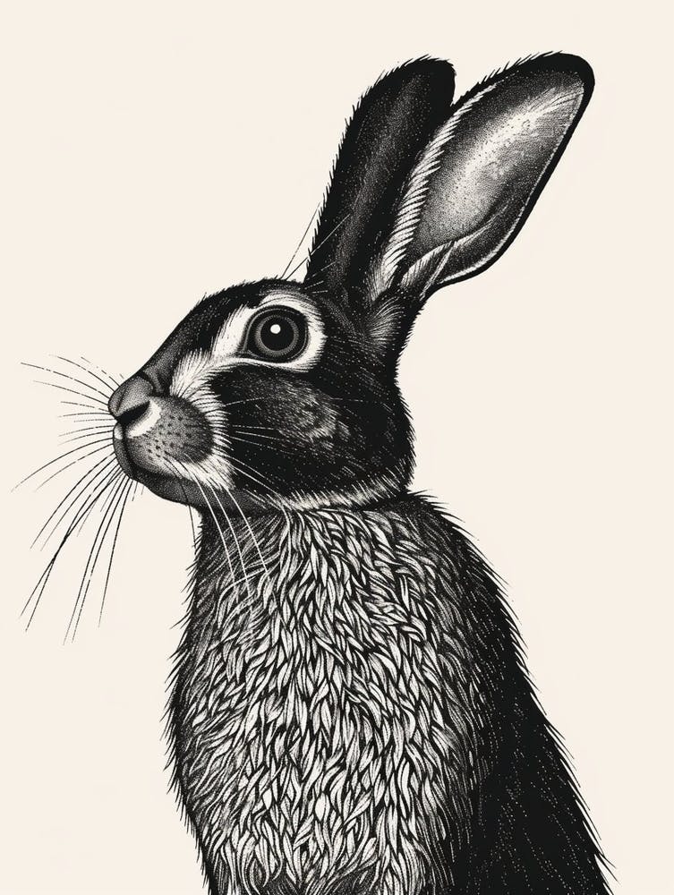 Belgian Hare Blockprint Illustration 3