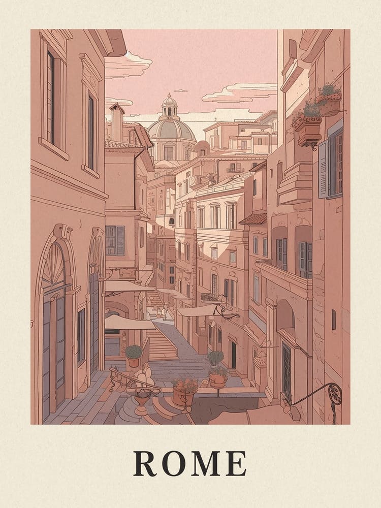Rome Vintage Pink Italy Poster