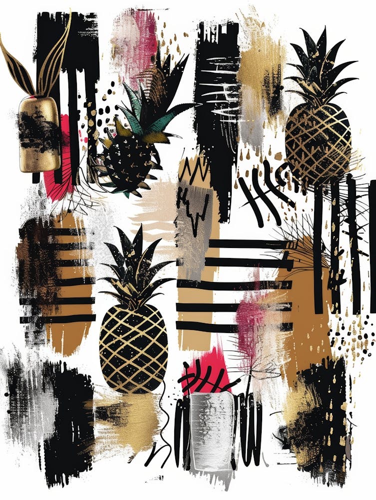 Pineapples In Gold And Black