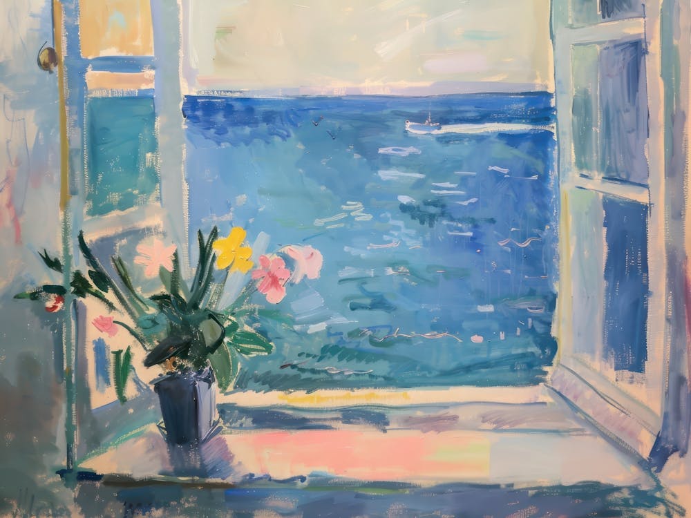 Coastal Elegance Painting Inspired By Paul Cezanne