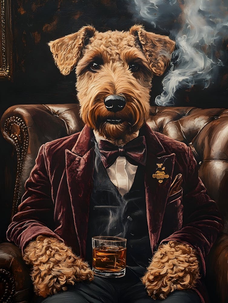 Classy Airedale At The Bar 19