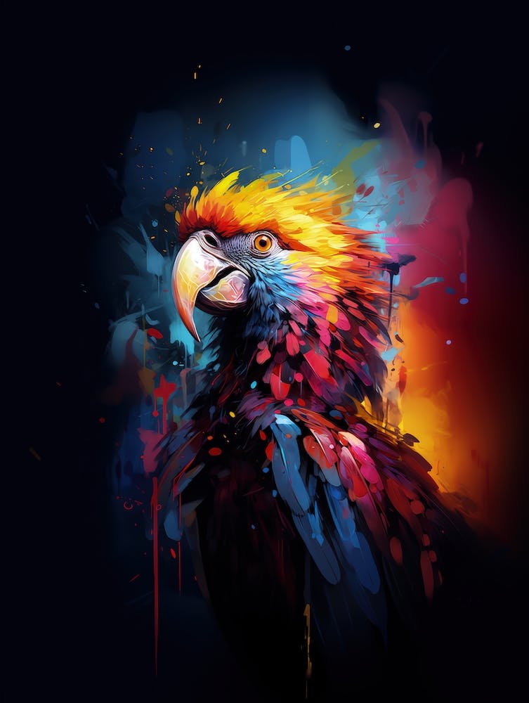 Parrot 3 Pop Art wall color splash painting