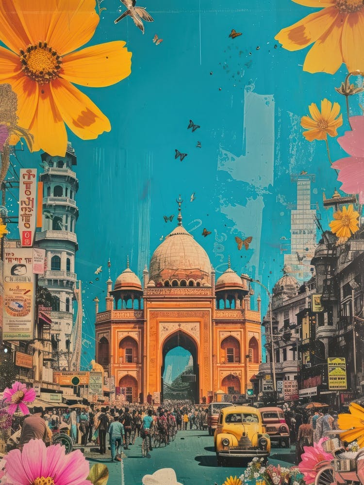 Delhi   Retro Collage Style 1