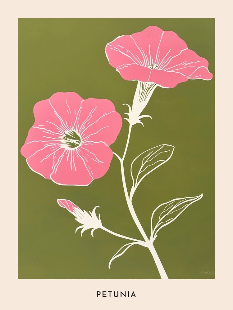 Pink & Green Petunia 2 Flower Poster