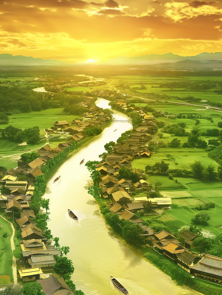 Thailand River At Sunset