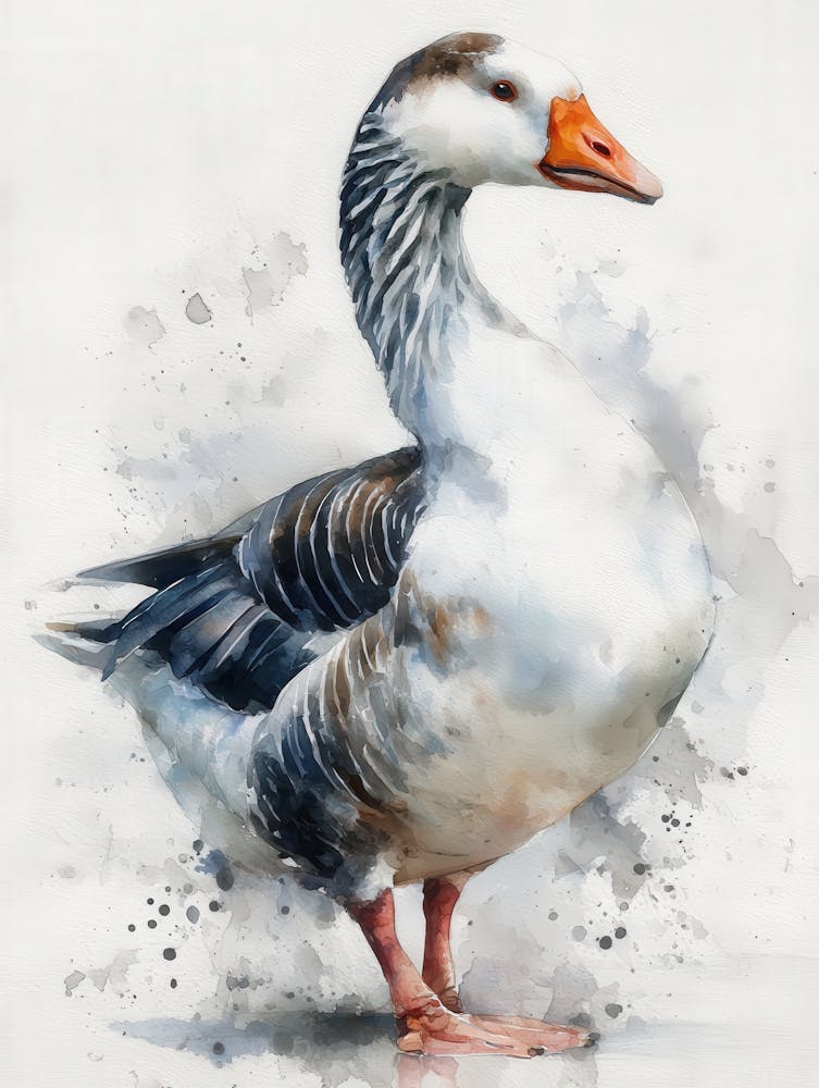 Aihrgdesign Isolated Watercolor Painting Of Birds Goose With 4