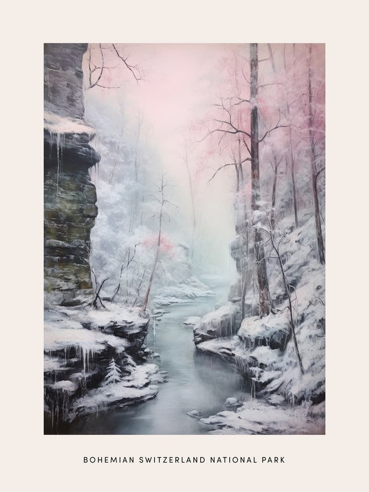 Dreamy Winter National Park Poster  Bohemian Switzerland National Park 3