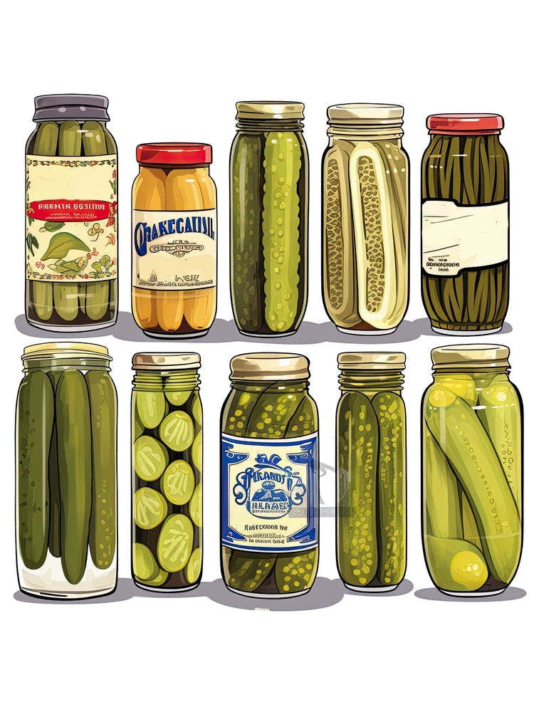 Pickles And Pickles Jars Illustration 3
