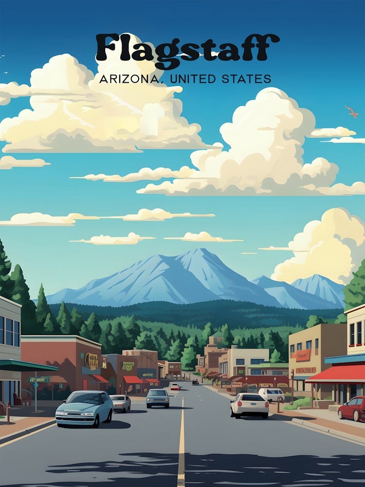 Flagstaff Arizona United States Adventure Travel Art Illustration 1