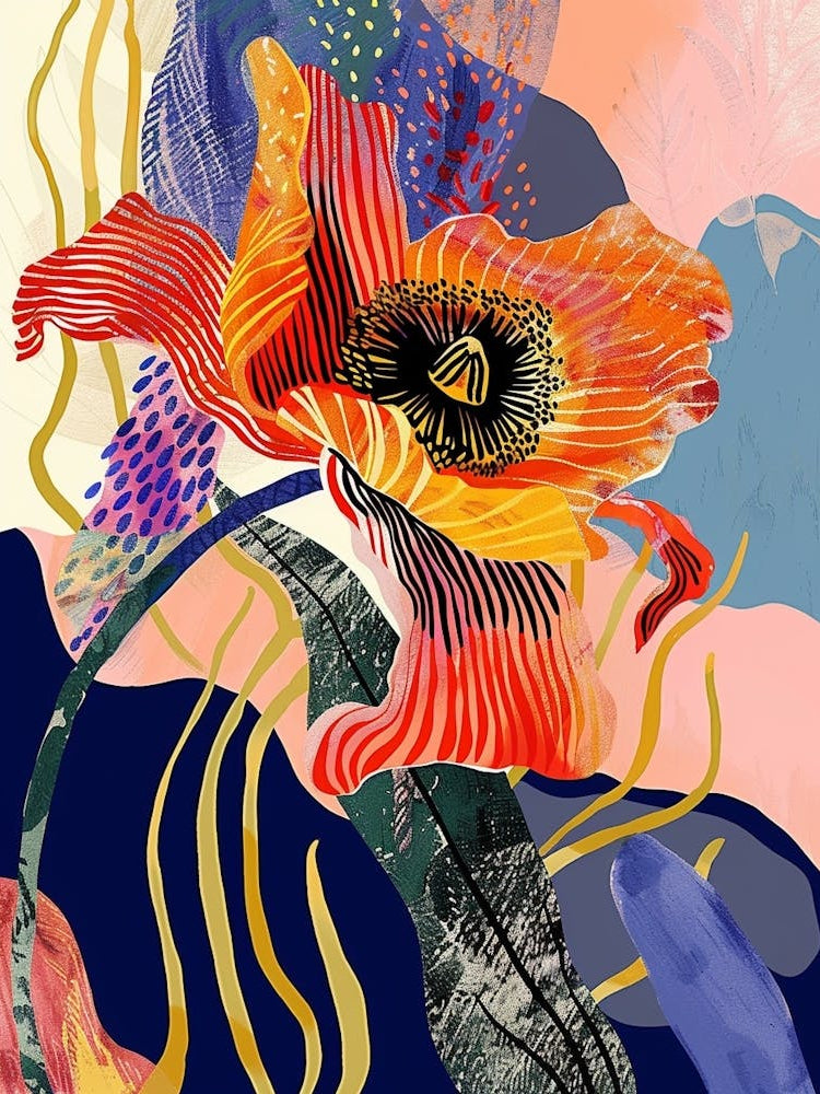Colourful Flower Illustration Poppy 2