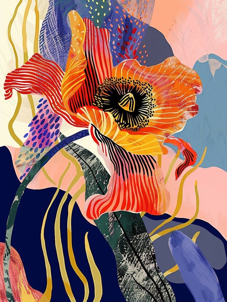 Colourful Flower Illustration Poppy 2