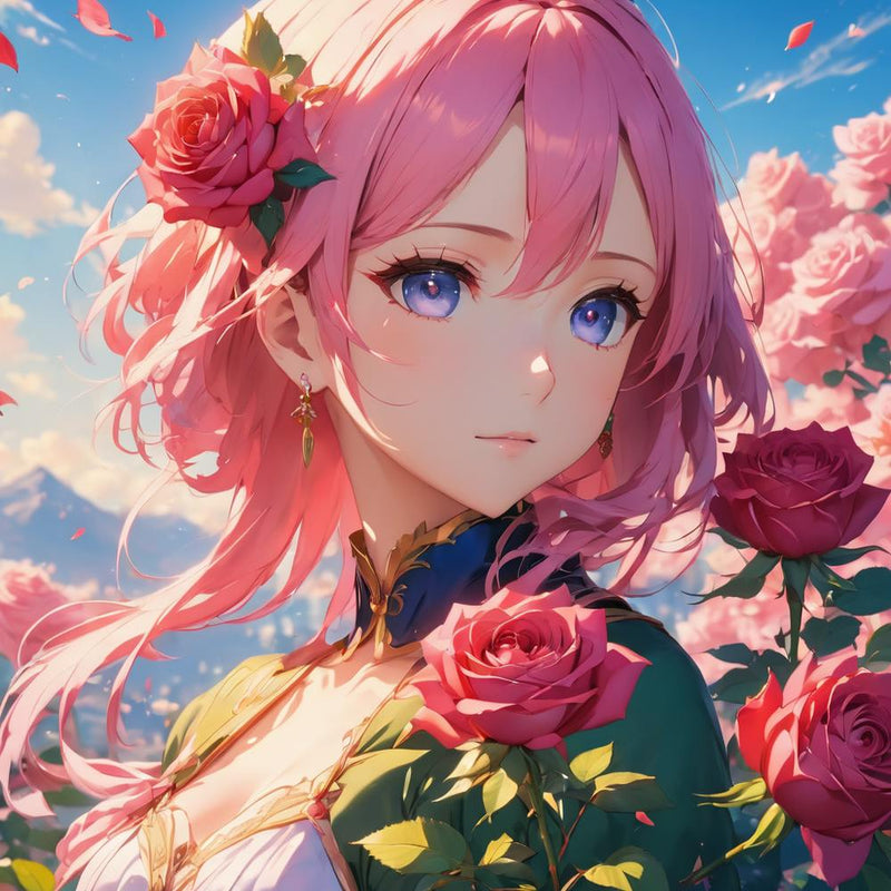 Jeune fille manga aux cheveux roses
