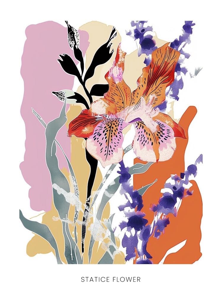 Colourful Flower Illustration Poster Statice Flower 1