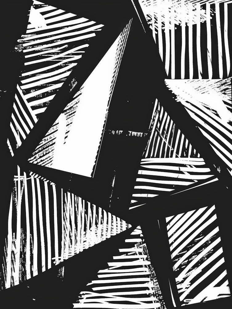 Schwarz-weißes abstraktes Gemälde 9