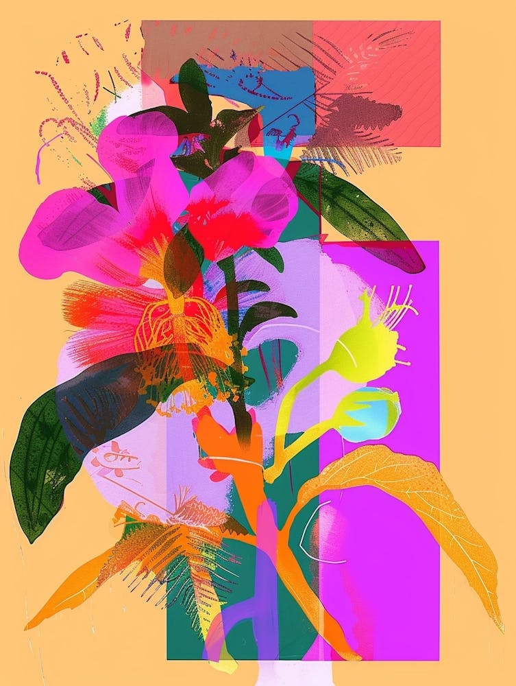 Portulaca 3 Neon Flower Collage