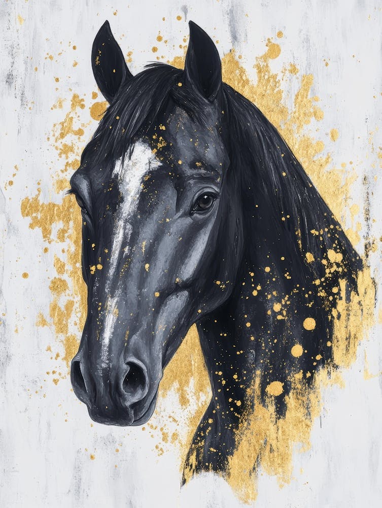 Cheval Noir - Impression sur toile