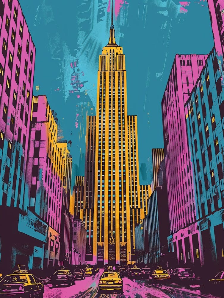 Rockefeller Center New York Colourful Silkscreen Illustration 4