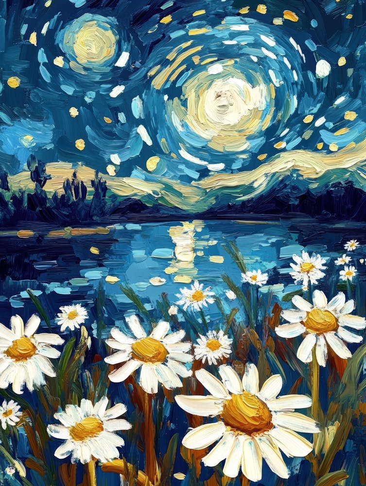 Starry Night With Daisies 1