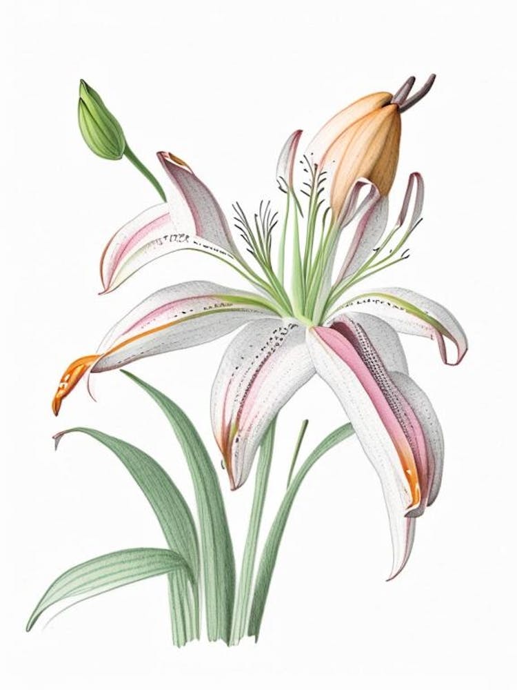 Inca Lily Floral Quentin Blake Inspired Illustration 3 Flower