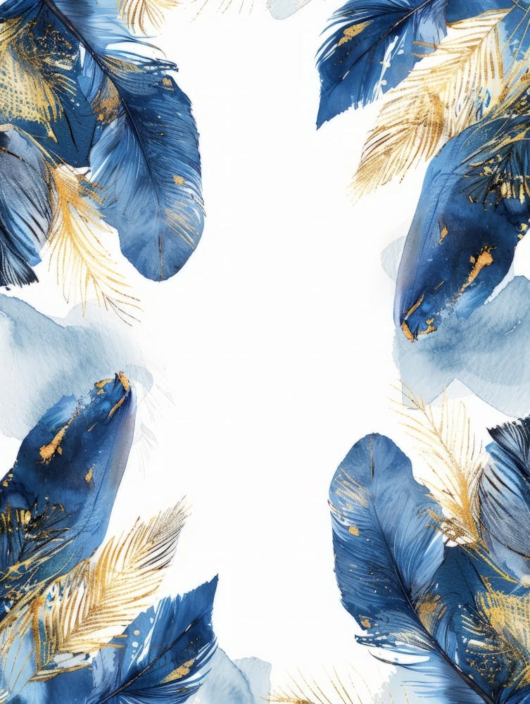 Blue And Gold Feathers
